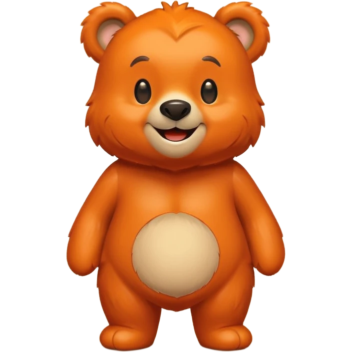 Create a orange friendly bear, make him look like from a kid cartoon and make him smile. Show his whole body emoji