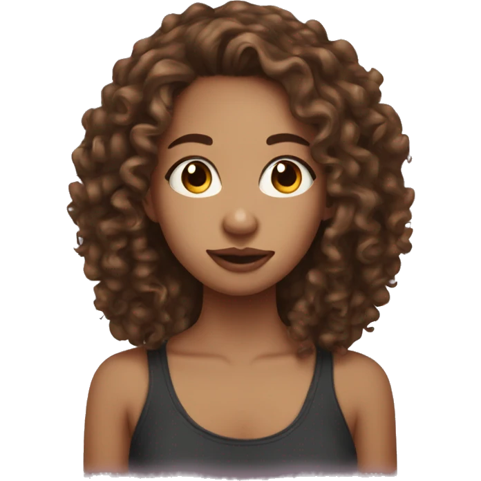 Teenage girl with brown curly hair and a septum piercing  emoji