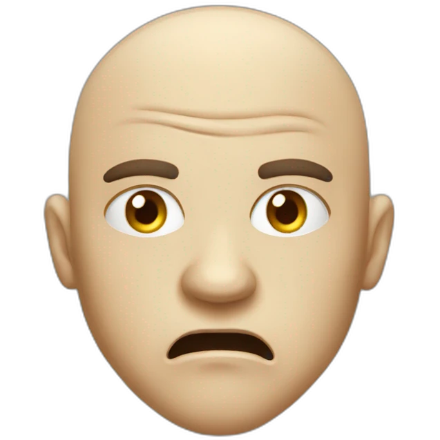 Bald angry canteen staff emoji