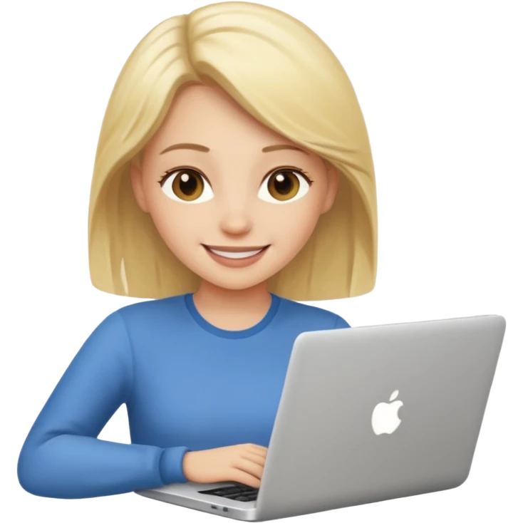 create an emoji of a woman working on her laptop. She is blond and young. emoji