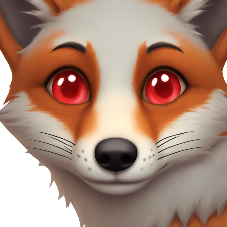 deep lush red fox face with tiny red heart in eyes emoji