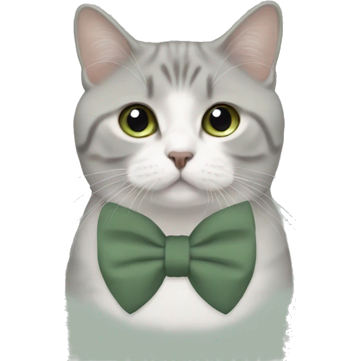 Aesthetic fat British short hair with sage green bow tie emoji