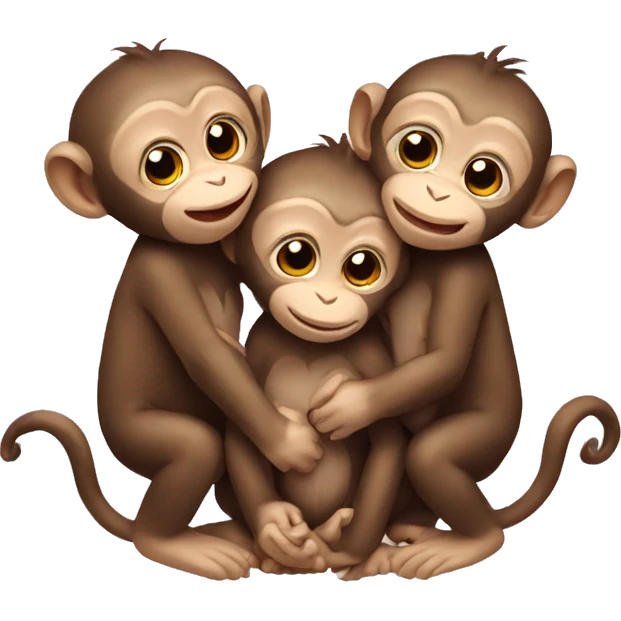 three baby monkeys hugging  emoji