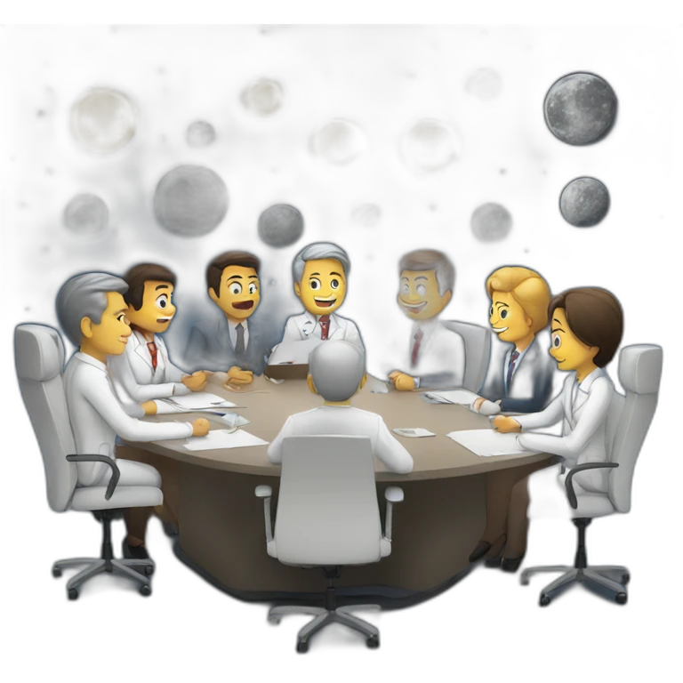 Board meeting on the moon emoji