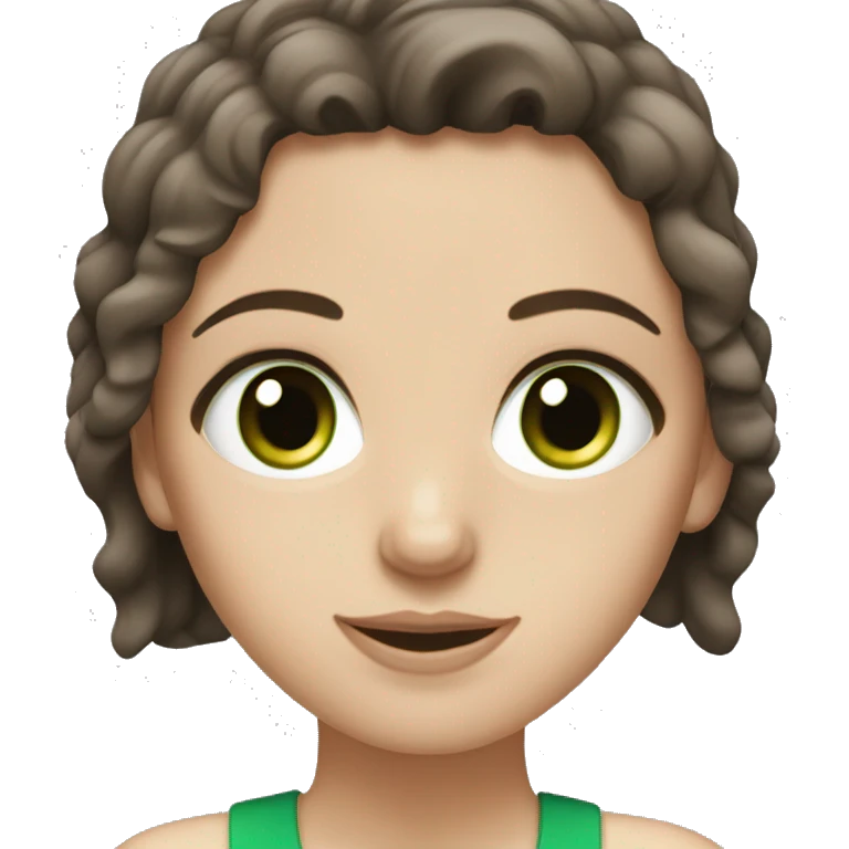 White girl with dark brown hair and green eyes emoji