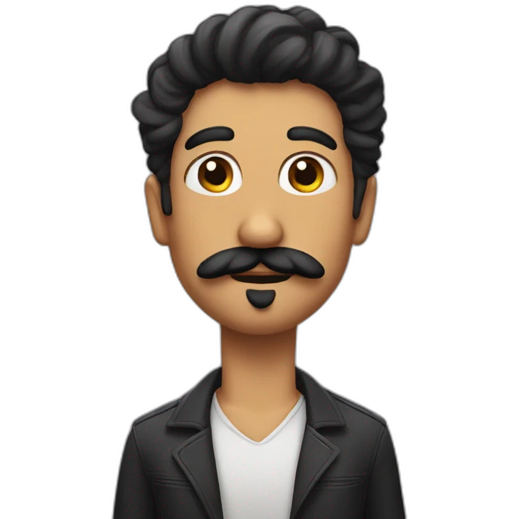 PERSONAJE CON PELO NEGRO Y BIGOTE CORTO emoji