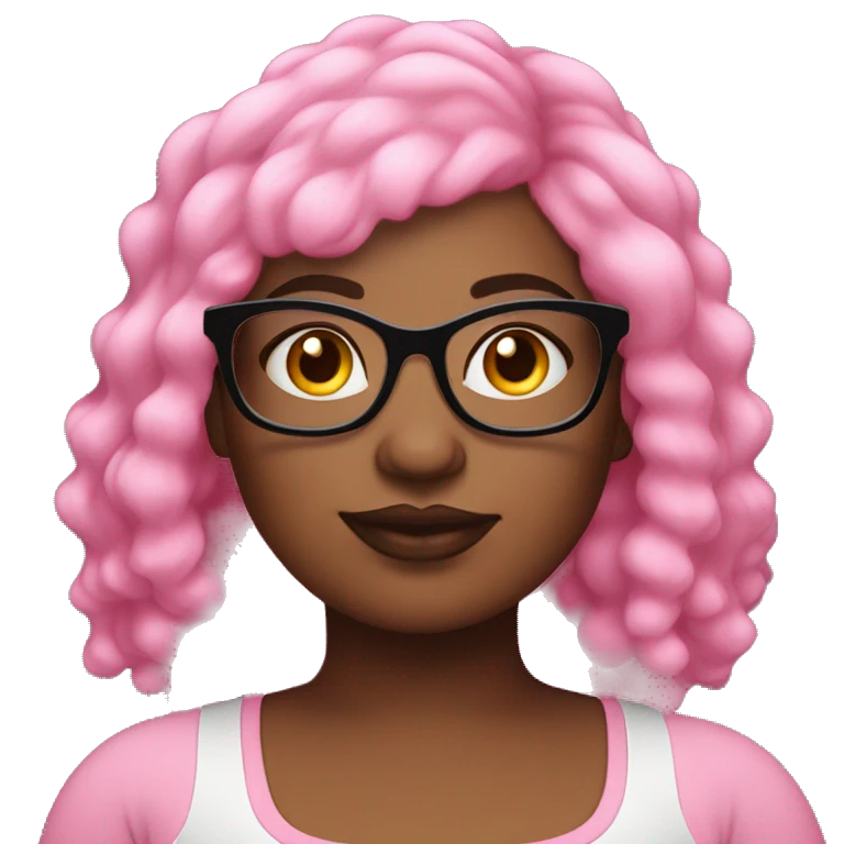 Plus size black woman with pink hair, a black mole, and colorful eyeglasses  emoji