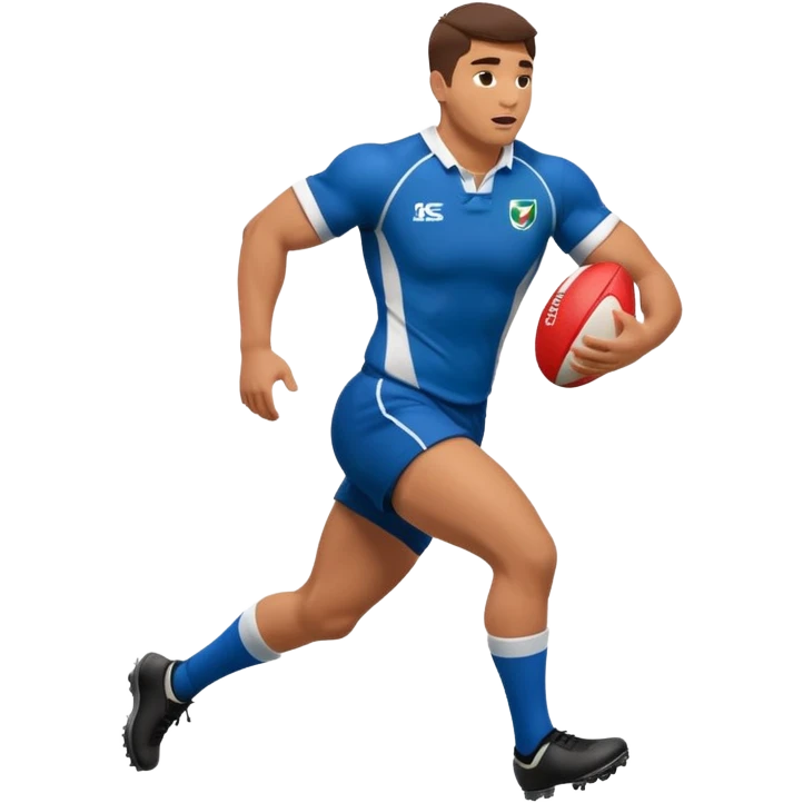 Rugby player with ball running emoji