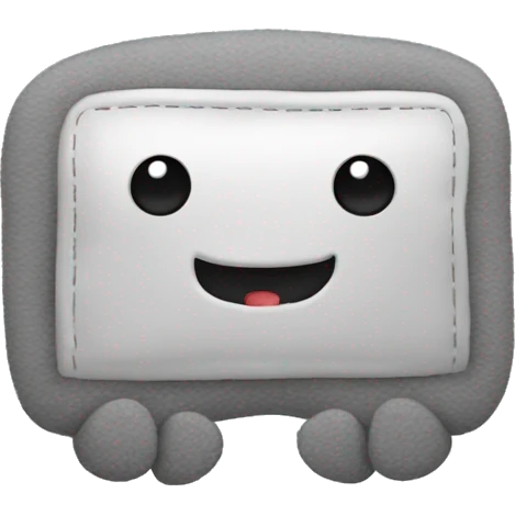 A grey plushie that looks like a vertical bank card. It has hands and legs emoji