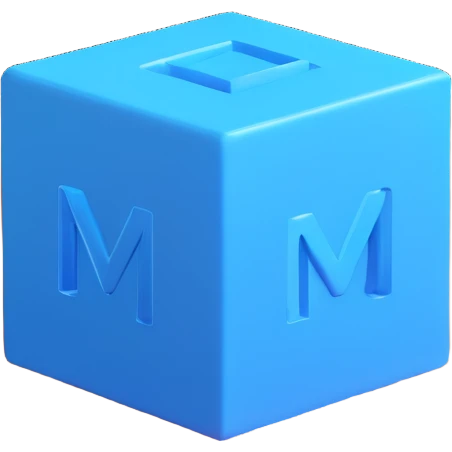 sleek blue 3D cube logo, simple design emoji