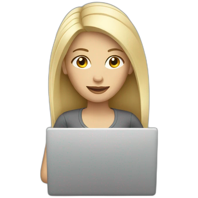 a white blond woman with grey laptop emoji
