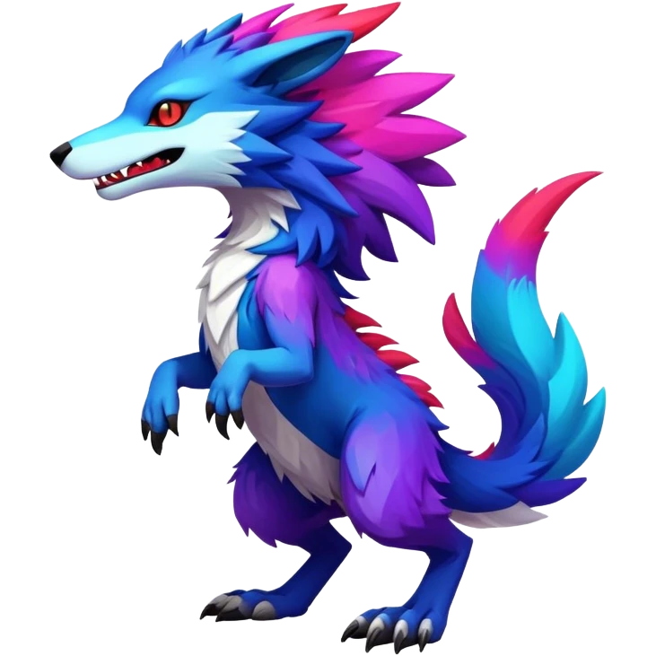 Epic Edgy Cute Colorful Modern Vernid-Protogen-Sergal-creature-animal full body emoji
