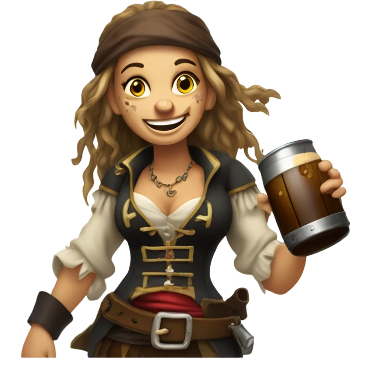 Drunk female pirate white emoji
