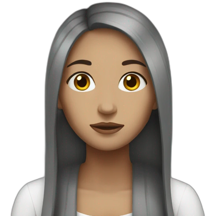 white woman black long hair pray emoji