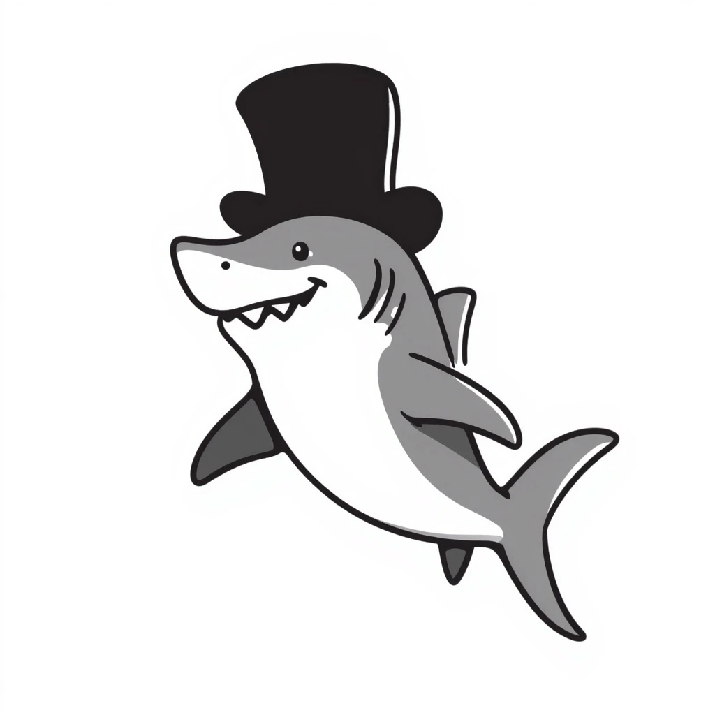 Shark with a top hat emoji