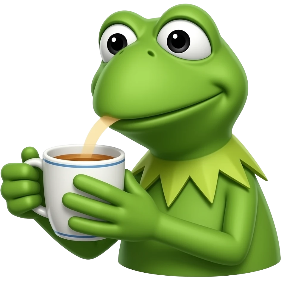 Kermit sipping tea being nosey emoji