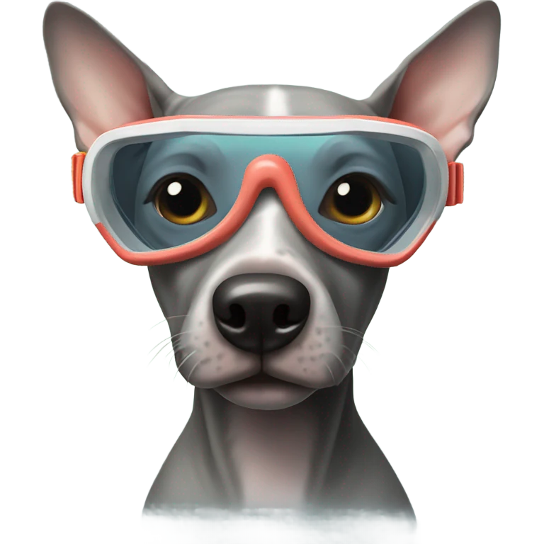 American Hairless Terrier with Snorkel Swimming Mask emoji