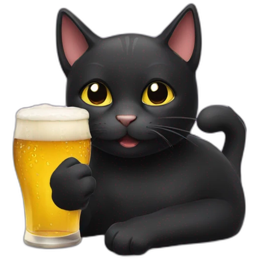 Black Cat drinking beer emoji