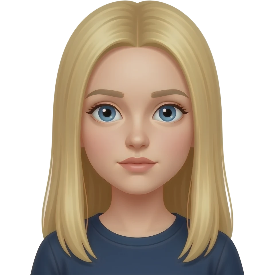 fai un set di emoji come soggetto una bella ragazza russa bionda capelli lisci lunghi e occhi chiari triste emoji