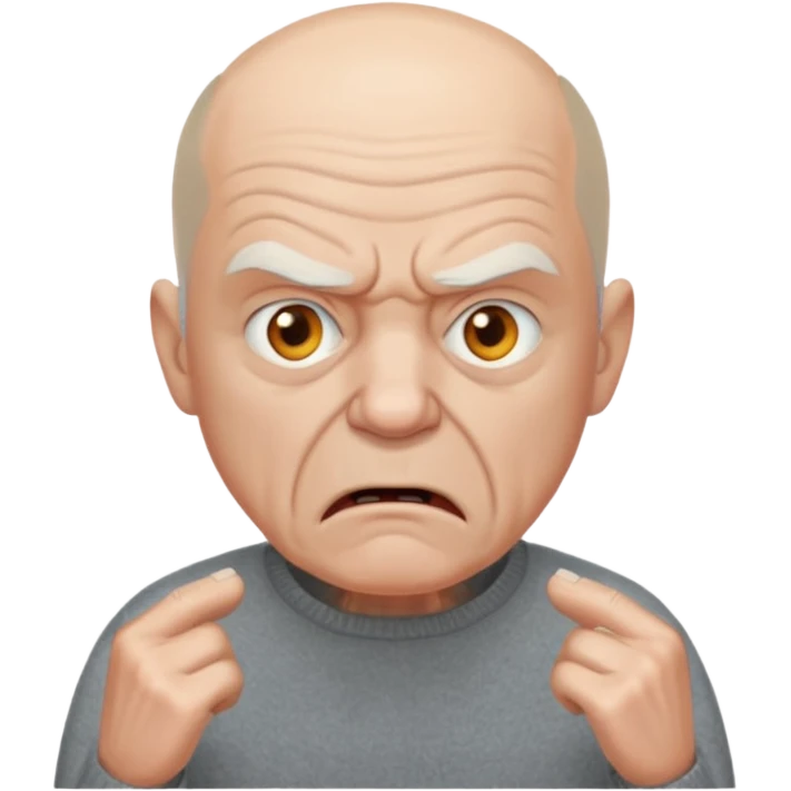 Old man, angry, sweater, bald
 emoji