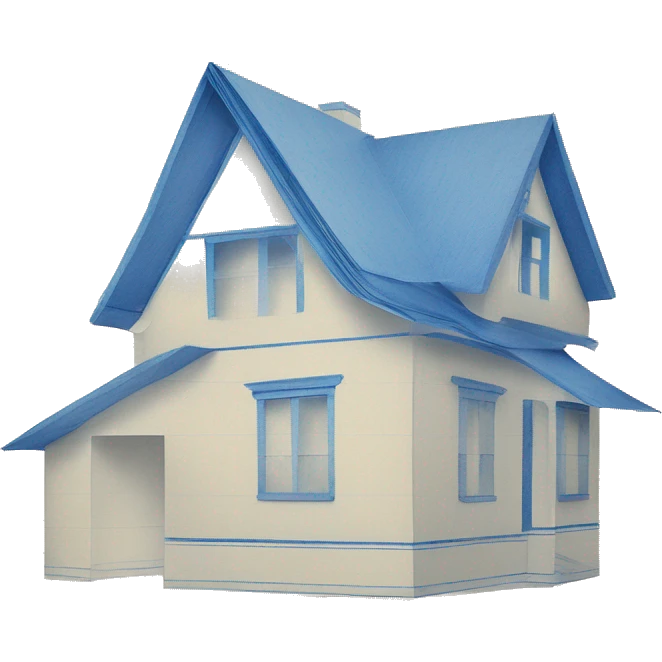 blue house layout blueprint paper rolled up emoji