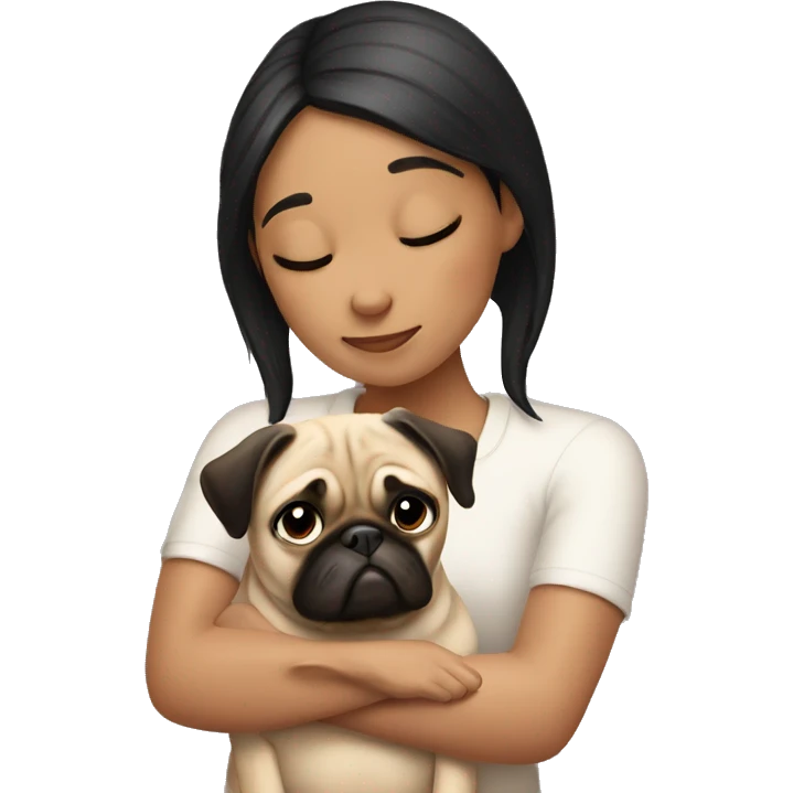 Girl hugs pug  emoji