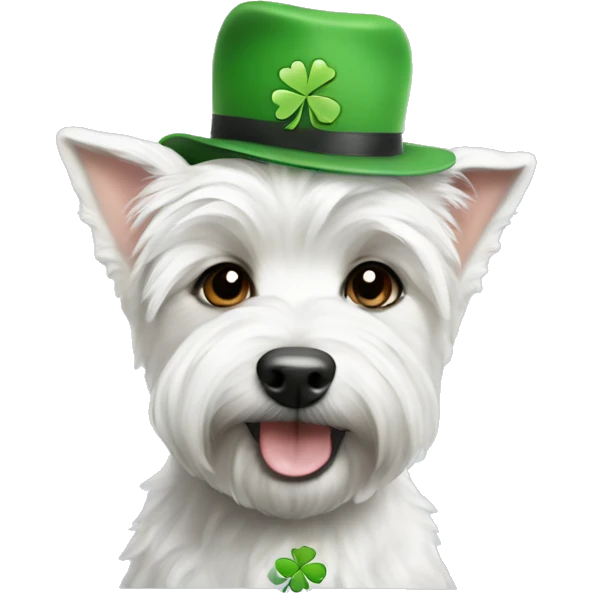 westie with a shamrock baseball cap emoji