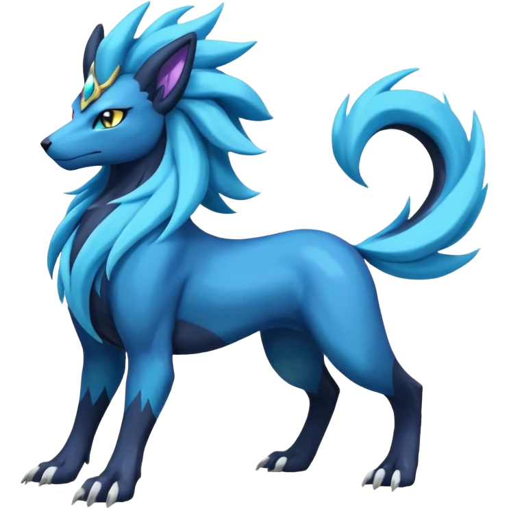Shiny Dark Edgy Suicune-Cobalion-Manectric-Aurorus-Fakémon-hybrid-creature (full body)  emoji