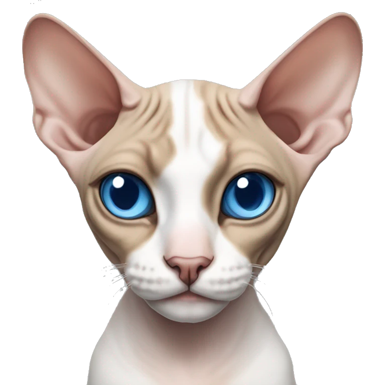 Calico sphynx cat with blue eyes  emoji