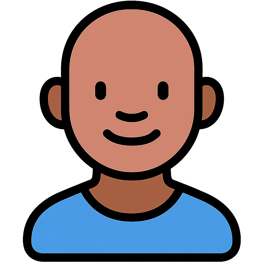 stylized modern icon of a bald black man emoji