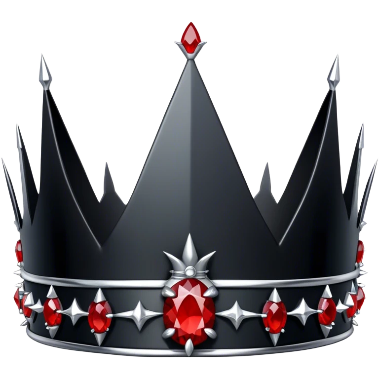 Black obsidian spiky thorn-crown-Tiara with only red gemstones  emoji