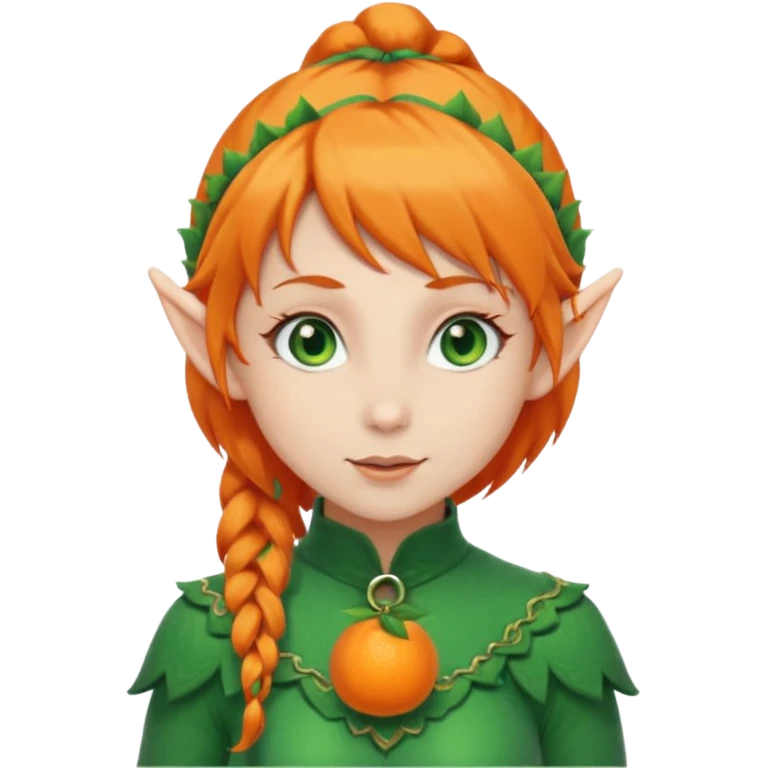 Orange Haired Elf, Elf girl with orange ponytail hair emoji