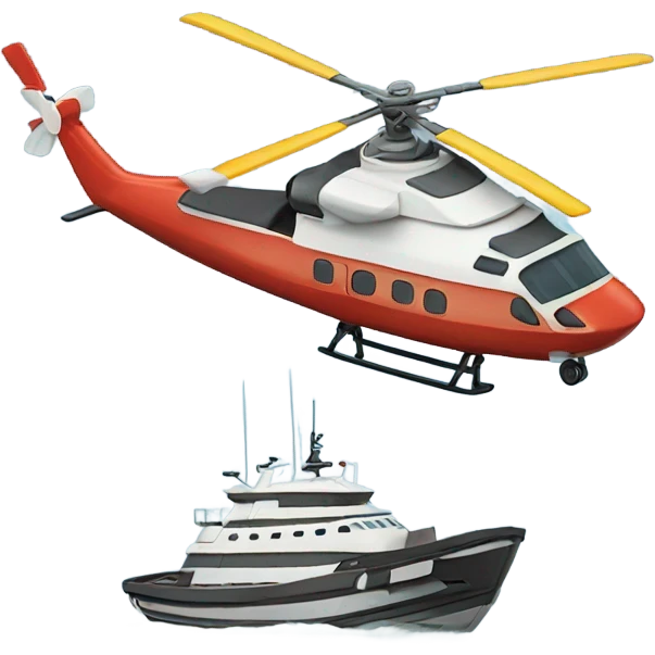 Boat and a helicopter  emoji