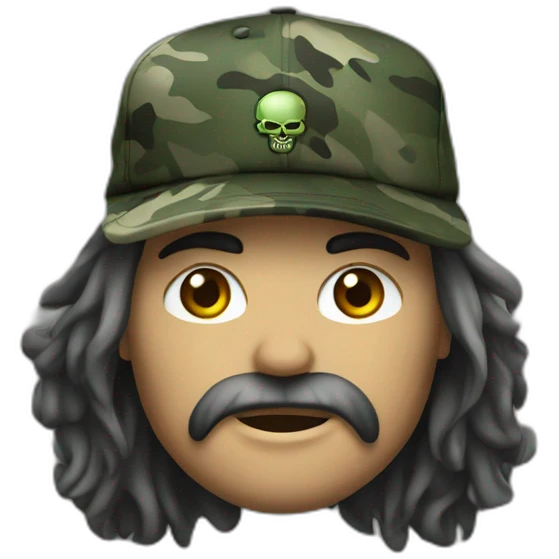 heavy metal fan with camo hat emoji