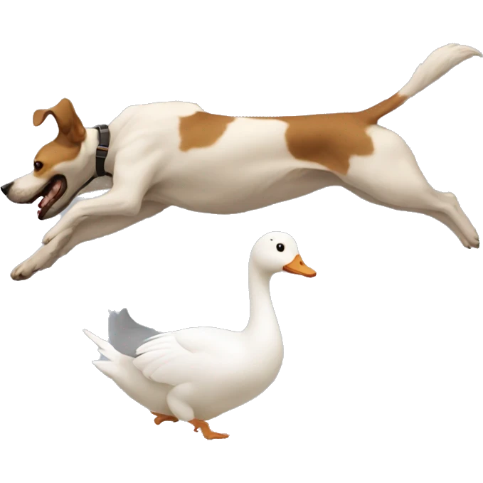 A dog chasing a goose  emoji