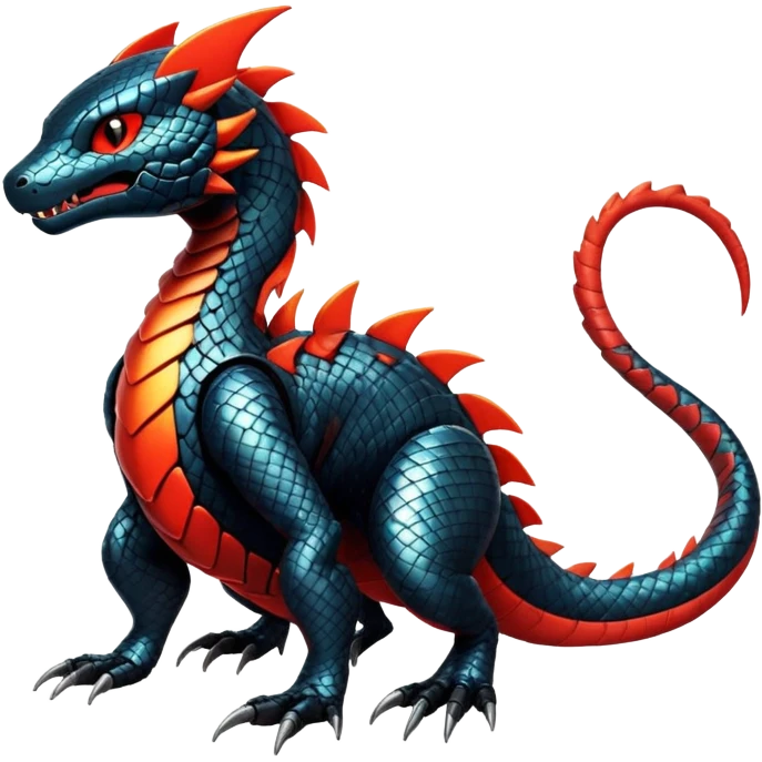 Modern Futuristic Scaly Cyber-Salandit-Litten-Hybrid (Full body) emoji
