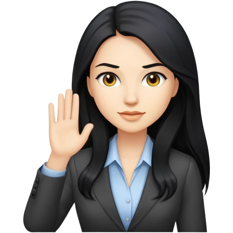 Business woman caucasian long black hair girl emoji