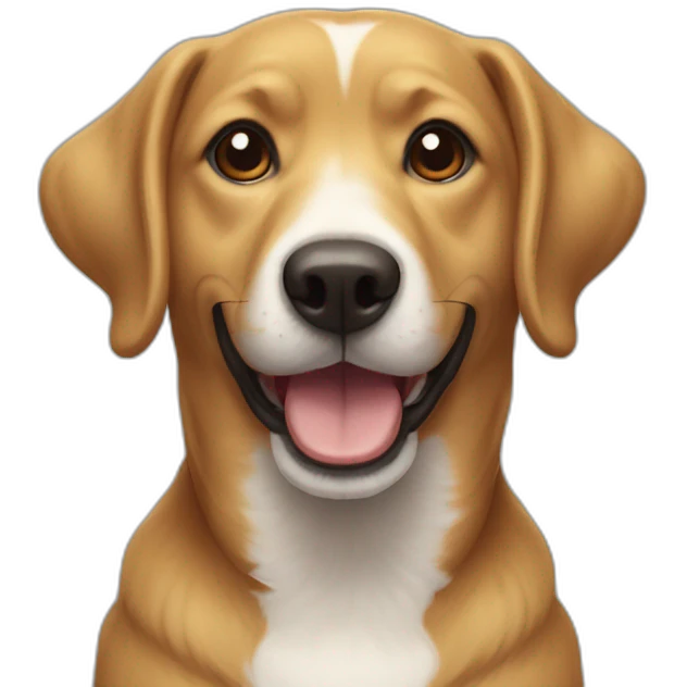 Chien qui fait un sourire emoji