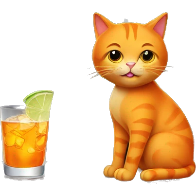 An orange cat, drinking a martini at the bar emoji