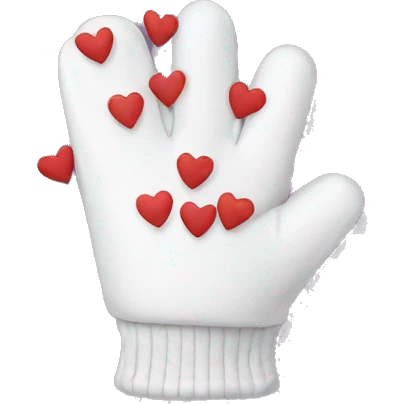 Gloves with a picture of hearts and bears emoji