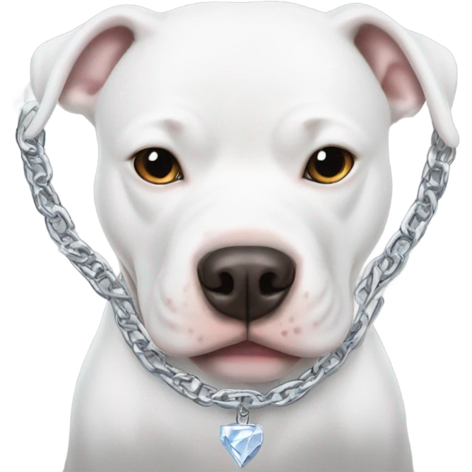 White pitbull with chain that says ice  emoji