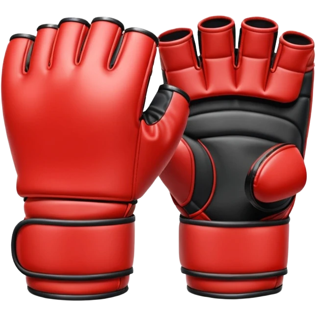 MMA glove object icon, fingerless fighting glove, glossy leather texture, 3D cartoon, mobile game icon style, centered, soft shadow, clean background, no text, no watermark
 emoji