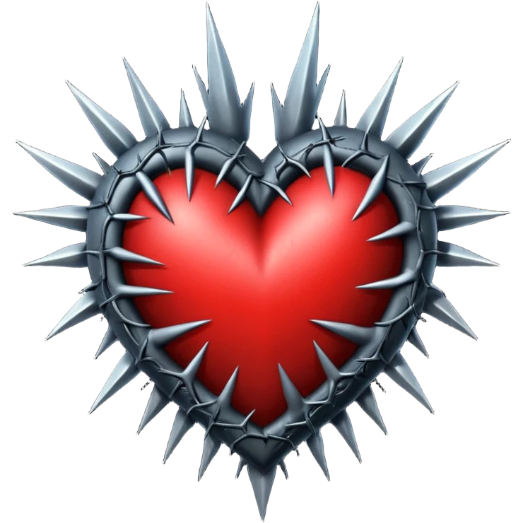 black gothic heart with thorns, dramatic emoji