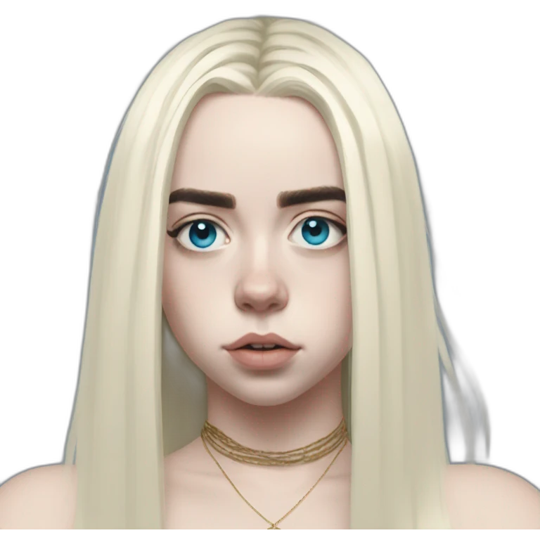 Billie eilish chanteuse cheveux bleus yeux bleus emoji