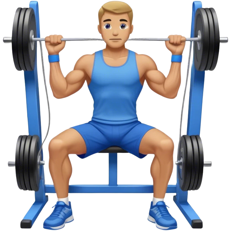 standing fit man with blue shorts cable-machine-exercise emoji