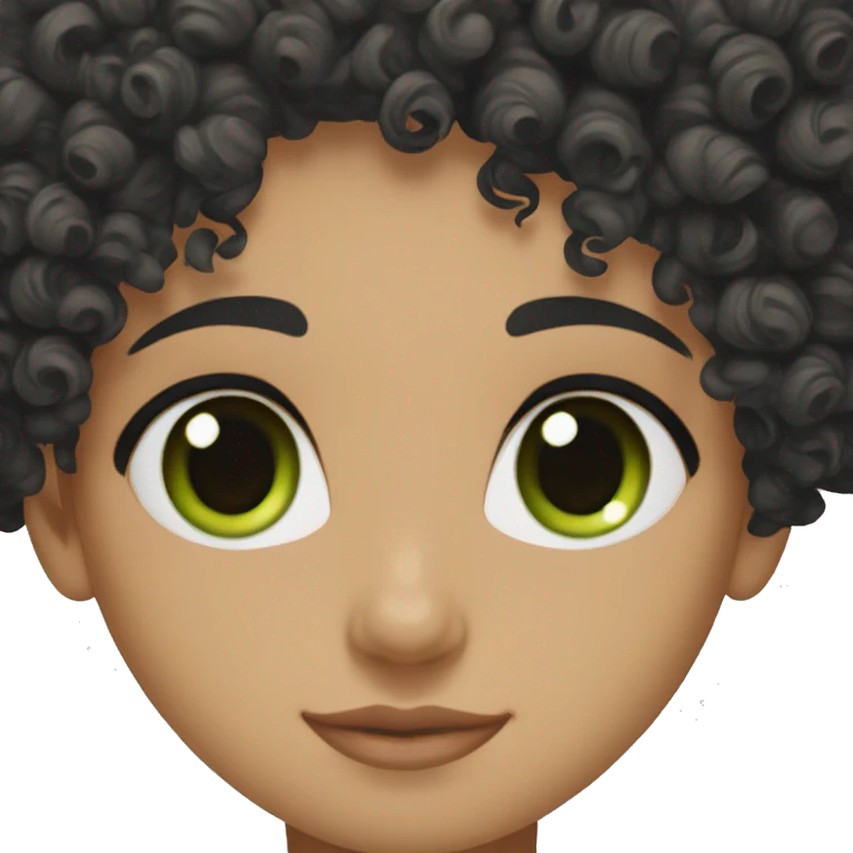 an black  green eyes curly black hair and caucasian emoji