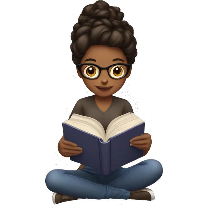 Brunette reading a book emoji