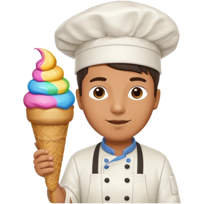 Male Chef with giant ice cream cone emoji