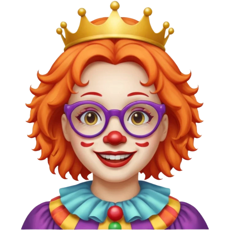 female clown with saint's halo with glasses emoji