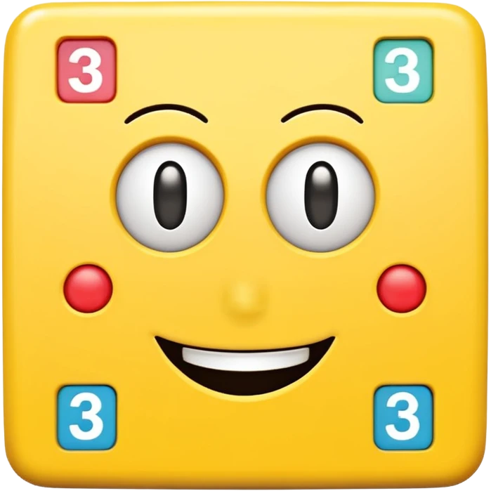 Yellow square shaped character with a means it's numberblocks three emoji